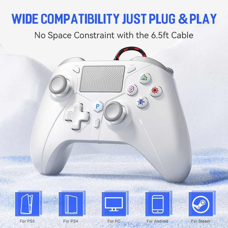 Controller For Playstation 5 PS5/PS4/PC/Steam Wired Gamepad Turbo Dual Vibrate Hall Effect Linear Trigger Game Control Joystick
