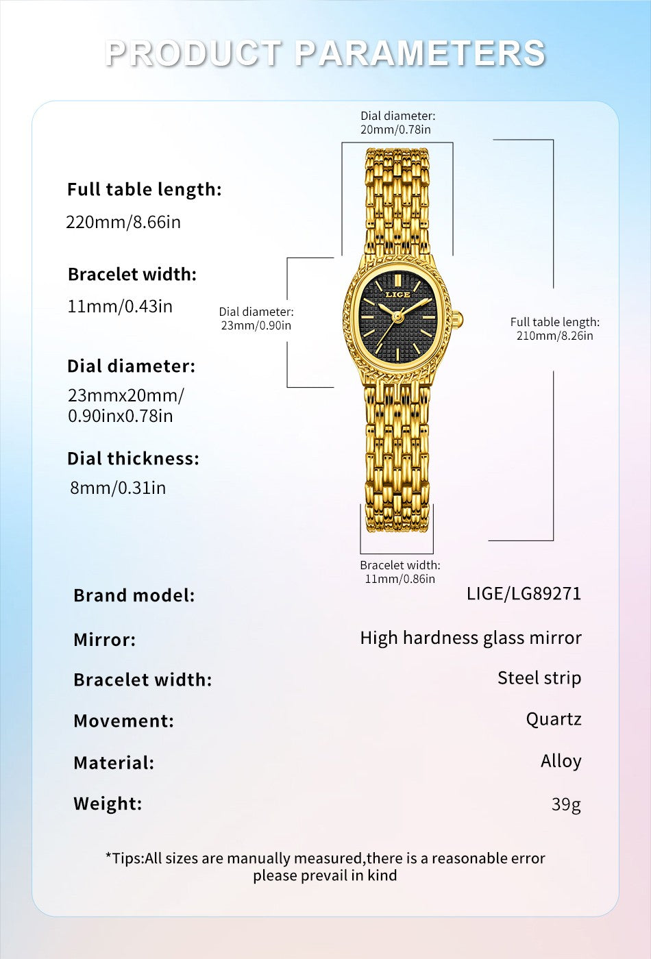 LIGE Golden Women Wristwatch Small Dial Ladies Gold Watch Bracelet Jewelry Quartz Lady Watch Compact Stylish Luxury Women Watch