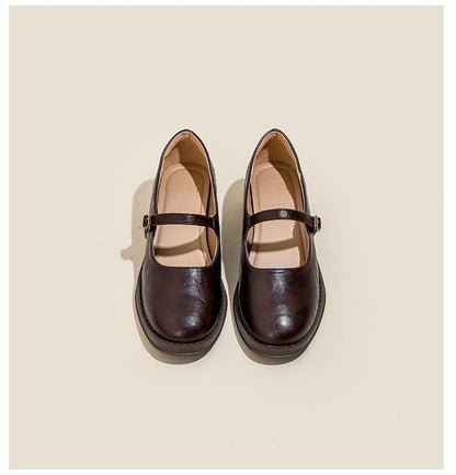 Mary Janes Women's Shoes Round Toe Flats Spring and Autumn New Fashion Buckle Strap Shallow Mouth Low Heels Loafers Women Flats