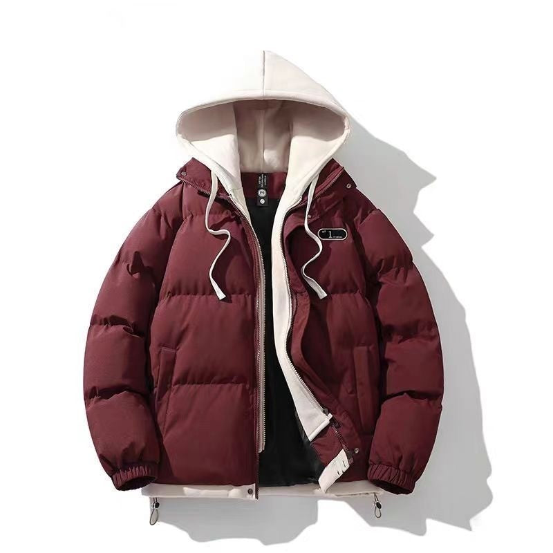 Korean Version New Fashion Letter Patch Fake Two Piece Cotton-padded Jacket Y2K Harajuku Vintage Thick Bread Loose Student Coats