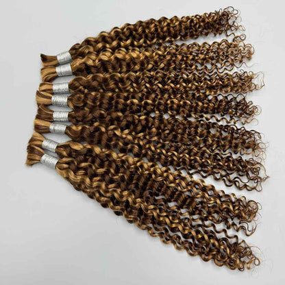 Ombre Highlight 427 Cabelo Humano Cacheado Brasileiro Profundo Ondulado Boho Tranças 100% Cabelo Humano Remy Extensões de Cabelo Humano Cru para Trança
