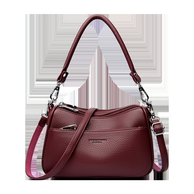 Genuine Brand Top Quality Soft Pu Leather Shoulder Crossbody Bags for Women 2026 Designer Handbag 2 Layers Hand Messenger Bag