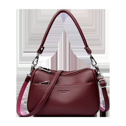 Genuine Brand Top Quality Soft Pu Leather Shoulder Crossbody Bags for Women 2026 Designer Handbag 2 Layers Hand Messenger Bag