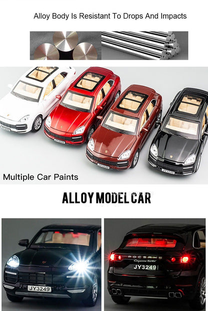 1:32 Cayenne Panamera Carros em Miniatura Liga Fundida Som Luz Portas Abertas Veículos de Fricção para Crianças Presentes