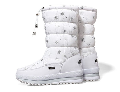 Winter thick women's snow boots Warm Plush Mid-calf Boots Non slip Waterproof  Platform Snow Boot Casual Female White shoes