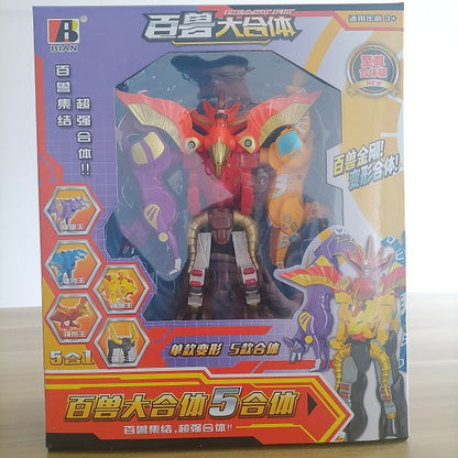 Transformando 5 Em 1 Robô Fera Animais Montagem Transformação Dinozord Deformação Brinquedo Dinossauro Rangers Megazord Boneco De Ação