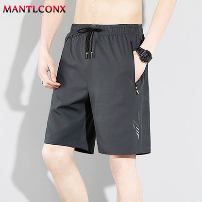 New Fashion Sports Shorts Men Breathable Quick Dry Men's Short Pants Men Breathable Elastic Waist Shorts Male Bottom Black XXXL
