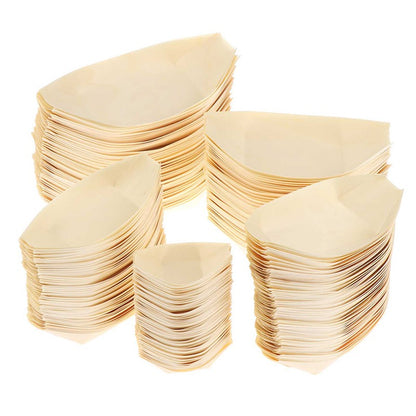 Bandejas de Alimentos 50pçs Barco de Madeira para Sushi Bambu Natural Descartável Caiaque Salada Sobremesa Bolo de Pinheiro Barco Tigela de Lanche Tapete Bandeja de Prato de Sushi