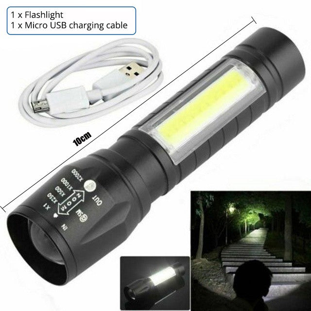 Led Flashlight with Safety Hammer Work Light Emergency Self-Rescue Broken Window Torch USB Rechargeable Tactical Light Lantern