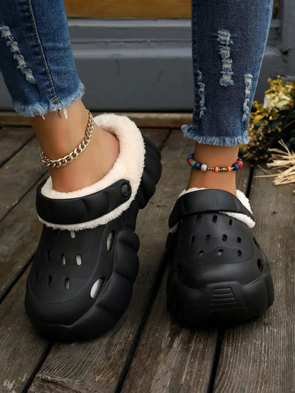 BEVERGREEN Women's 2023 fashion winter clogs DIY hollow outdoor EVA material platform padded warm lining shoes