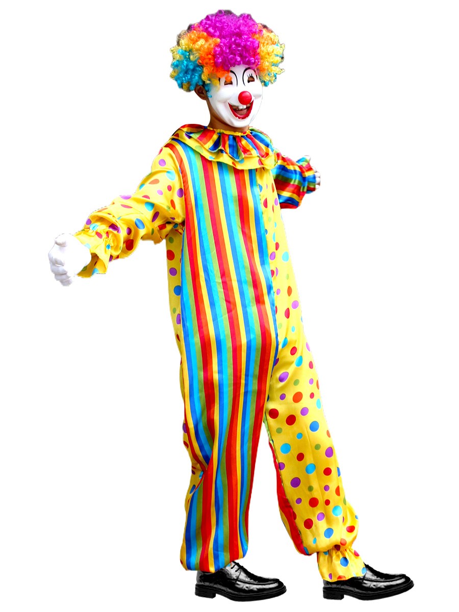 Adult Rainbow Clown Jumpsuit Featuring A Bright Colorful Pattern Funny Clown Costume Set for Height 165-185cm
