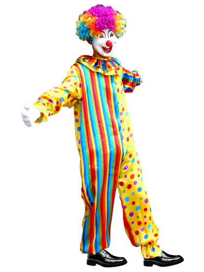 Adult Rainbow Clown Jumpsuit Featuring A Bright Colorful Pattern Funny Clown Costume Set for Height 165-185cm