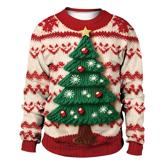 Men Women Tacky Xmas Sweatshirt 3D Christmas Snowflakes Print Holiday Party Jumpers Tops Pullover Snowman Ugly Christmas Sweater