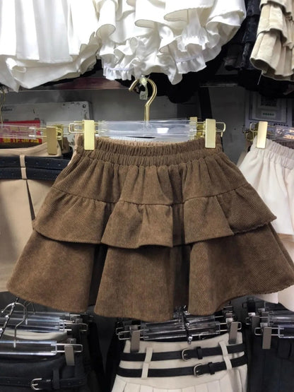 Ballet Sle Cake Skirt Women's Mid-Length A-Line ort Skirt Elastic Waist Slimming White Spring Autumn New Arrival