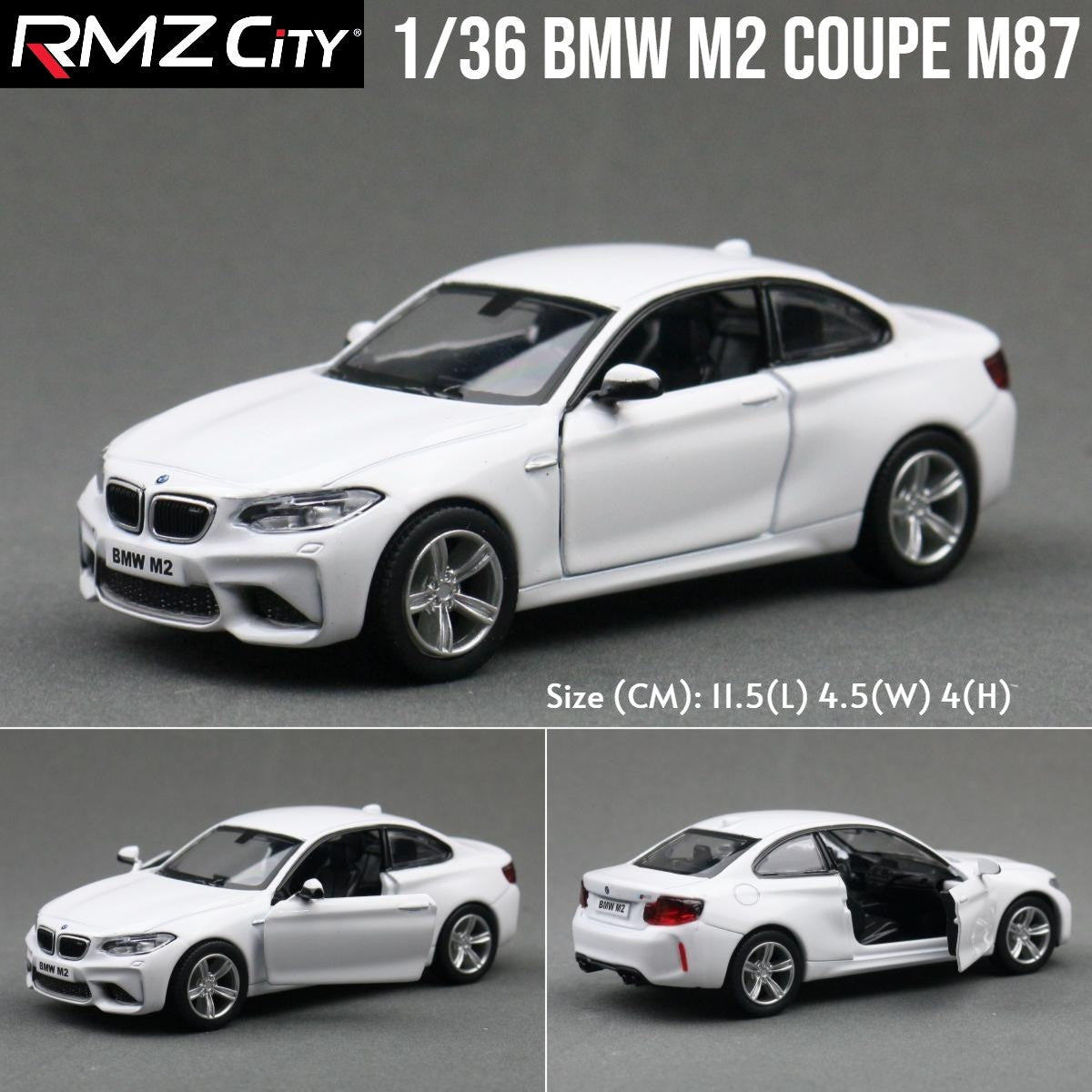 1/36 BMW M2 M3 M4 M5 Modelo de Carro de Brinquedo para Crianças RMZ City Miniatura de Metal Fundido de Corrida com Fricção para Coleção, Presente para Meninos