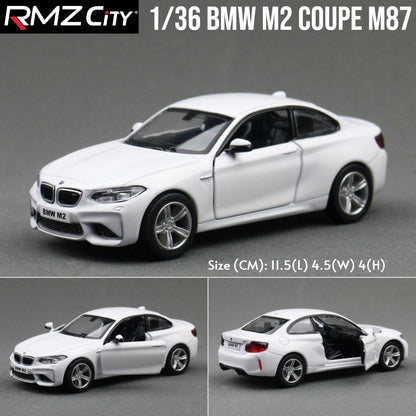 1/36 BMW M2 M3 M4 M5 Modelo de Carro de Brinquedo para Crianças RMZ City Miniatura de Metal Fundido de Corrida com Fricção para Coleção, Presente para Meninos