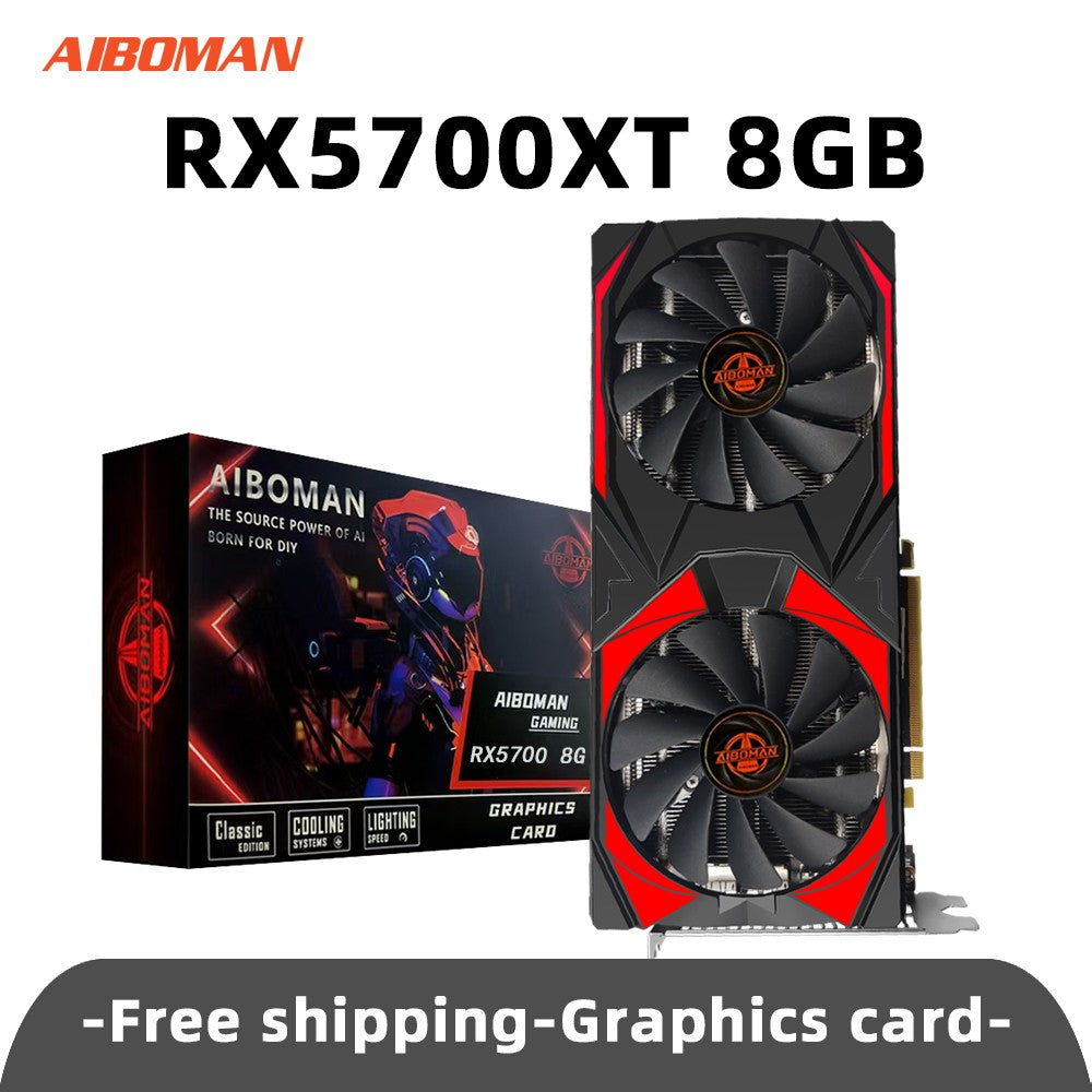 AIBOMAN NOVA AMD RX5700XT 8GB GDDR6 256Bit 7nm Placa de Vídeo para Jogos PCI Express 4.0x16 Montagem de Computador de Mesa