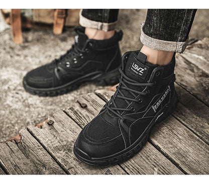 2025 new men's retro high top work boots, anti slip and durable hiking shoes, comfortable tactical desert outdoor men's shoes