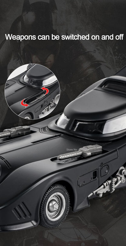 1:24 Scale 1989 Batmobile Sports Car Alloy Miniature Model Metal Diecast Vehicle Sound Light Plaything Decoration Gifts for Kids