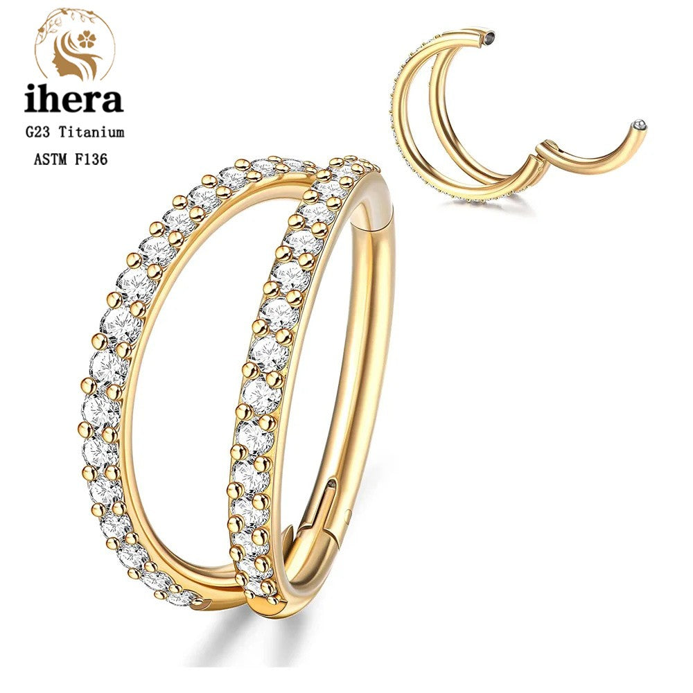 G23 Titânio Anel de Nariz Clicker Orelha Cartilagem Tragus Hélix Daith Brincos Redondos Argolas Zircônia Cúbica 16G Segmento Articulado Joia de Piercing Corporal