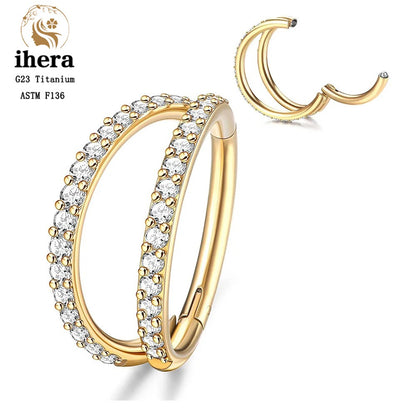G23 Titânio Anel de Nariz Clicker Orelha Cartilagem Tragus Hélix Daith Brincos Redondos Argolas Zircônia Cúbica 16G Segmento Articulado Joia de Piercing Corporal