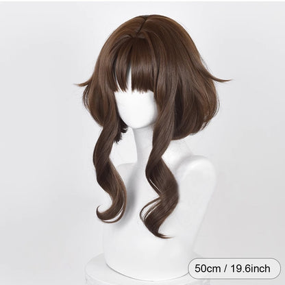Peruca Curta Lisa Sintética Marrom Anime Jogo Cosplay Fofa Resistente ao Calor Estilo Cabeça de Medusa para Festas Diárias