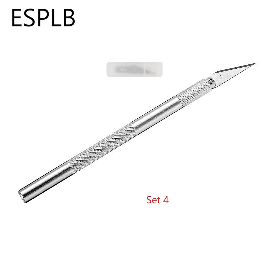 Engraving Non-Slip Metal Scalpel Knife Kit + 50/20/10/5pcs #11 Blades Cutter Craft Knives for Mobile Phone PCB Repair Hand Tools