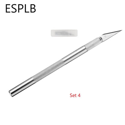 Engraving Non-Slip Metal Scalpel Knife Kit + 50/20/10/5pcs #11 Blades Cutter Craft Knives for Mobile Phone PCB Repair Hand Tools