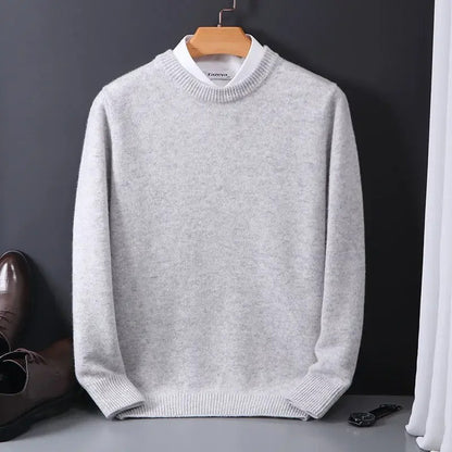 Men's Wool Cashmere Sweater O-Neck Pullovers Knitted Sweaters Autumn Winter Long Sleeve High-End Jumpers Tops Knitwear Male 3XL