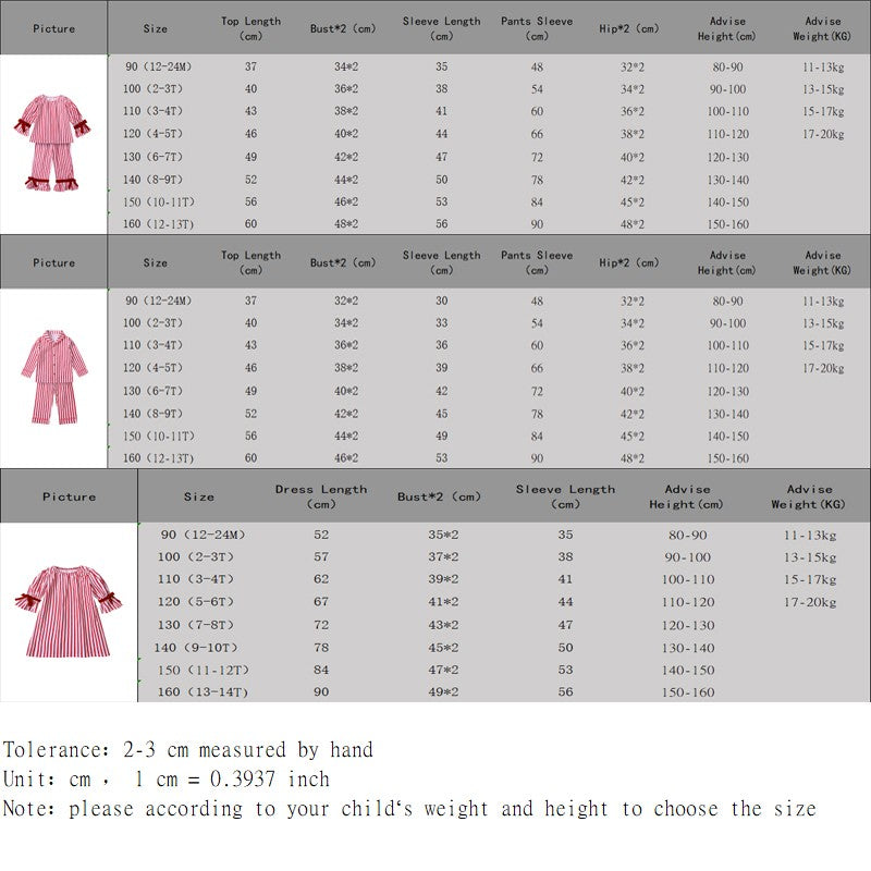 2025 Christmas Costume Child Pajamas Kid Clothes Sets Boy Girl Loungewear Suit Stripe 100% Cotton Toddler Homewear Night Dresses