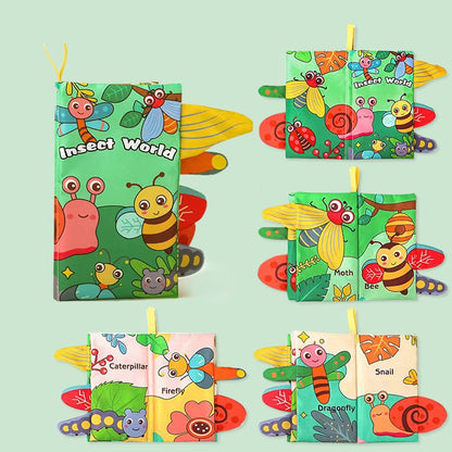 8 Page Tail Cloth Book Touch And Feel Infant Soft Books Cartoon Animals Development Interactive Early Education Toys For Baby