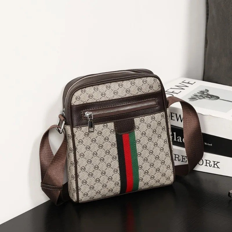 Luxury Design Men's Crossbody Bags Fashion Plaid Letter Printed Crossbody Bag Men Square Shoulder Bag Male Sling Messenger Bag