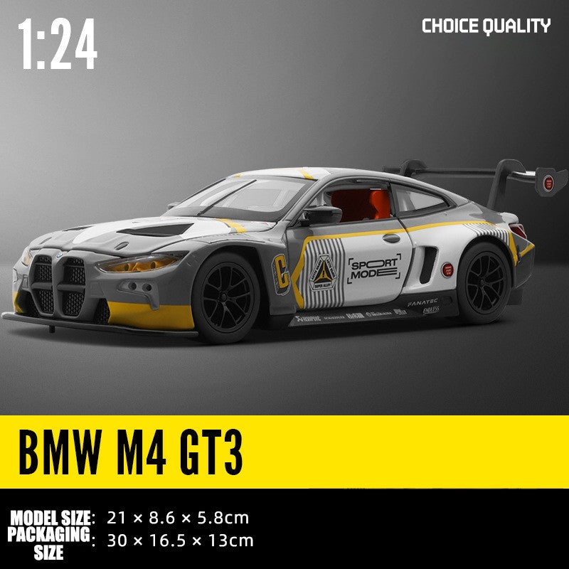 1:24 BMW M4 GT3 Carro Esportivo de Liga Leve Super Corridas com Luz e Som Brinquedo para Mães, Crianças, Meninos Jogos Miniatura de Carro