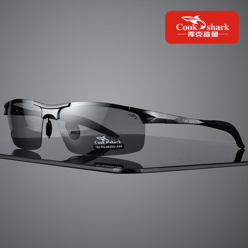 Óculos de sol Cook Shark, novos, de alumínio e magnésio, masculinos, HD polarizados, para dirigir, lentes coloridas, moda.