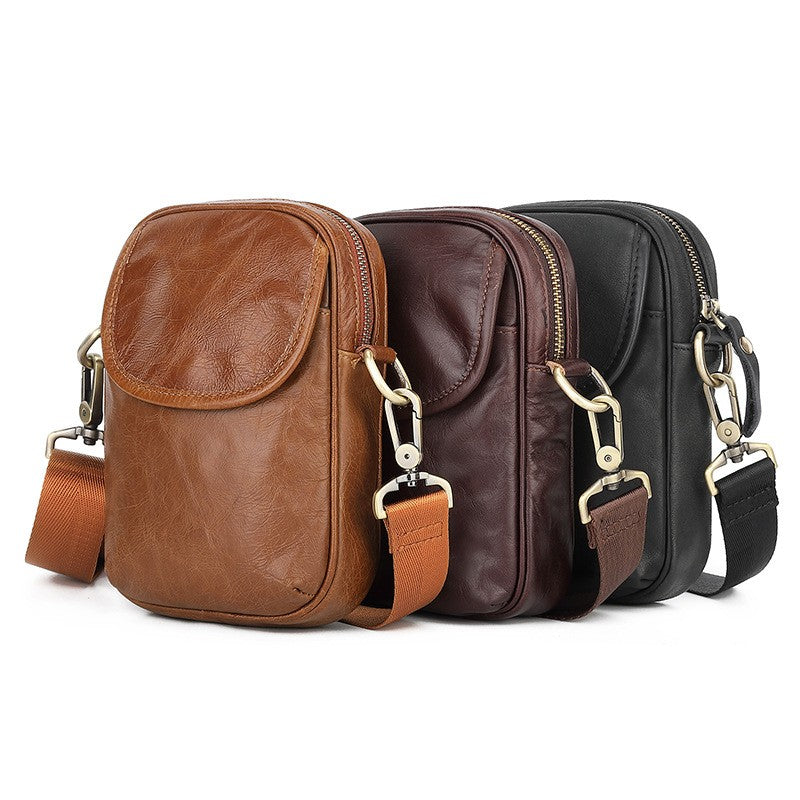 New Men's Cow Leather Crossbody Bag Man Shoulder Bag Casual Male Small Simple Bag For Men