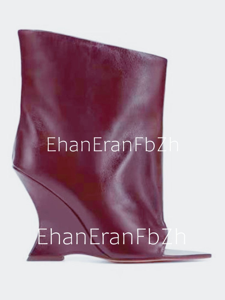 2025Ladies' Spring and Summer New Fish Mouth Slope High Heel Knee Boots, Fashionable Pointed Fashion Show Medium Cool Boots