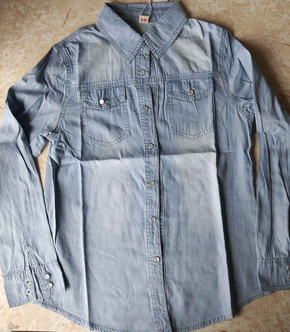 Women Blouse Denim Long Sleeve Spring Clothes Blue Lapel Shirt Blusas Mujer De Moda
