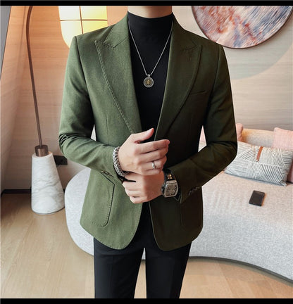 Blazer Jackets Men's Clothing High Quality Autumn Winter Thick Warm Mens Jackets And Coats Business Formal Wear Slim Fit Blazers