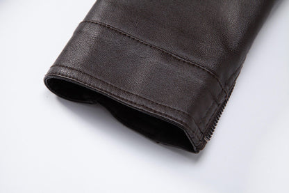 Men's Leather Jacket 2025 New Spring Autumn Winter Korean Style Slim Fit Trendy Fleece Lined Thickened Motorcycle Jacket Men's