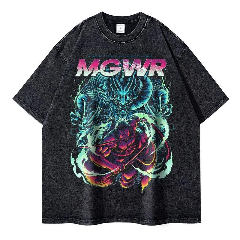 Nami Short Sleeve T-shone Streetwear Vintagewashing Anime Tshirt Exploding Popular T-shirt Crew Neck Other Material