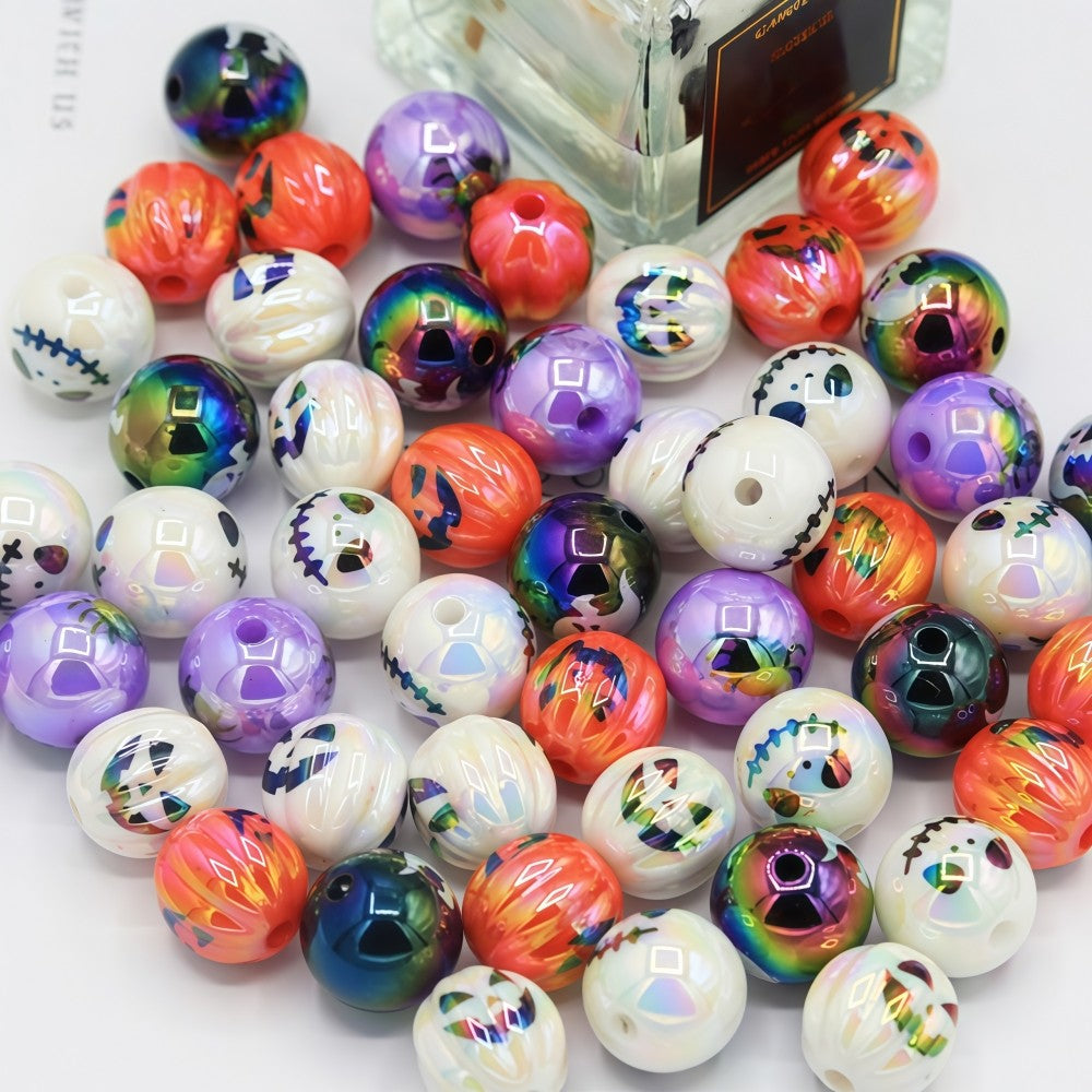 10-30PC 16mm Halloween Theme Ghost Pumpkin DIY Beads for Halloween Prank Carnival Party Decorations Party Favors Gift Bag Filler