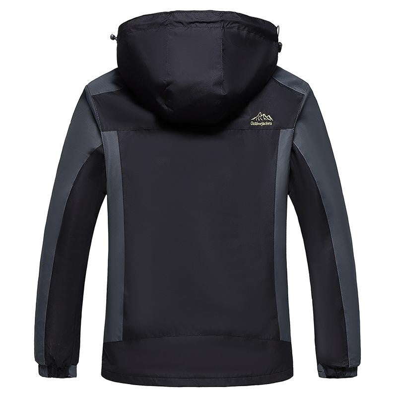 Outdoor Men's Red & Black Waterproof Windproof Breathable Jacket with Detachable Hood for Hiking Climbing Camping?