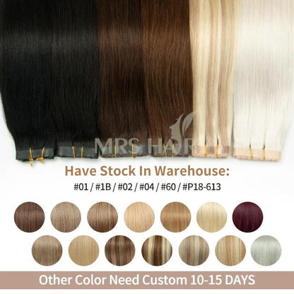 Extensões de cabelo humano Butterfly Twin Tabs Invisible Weft Trama Invisível Fita Plana PU Buraco Invisível Cabelo Humano Real de 25cm Sem Cola 40-50g