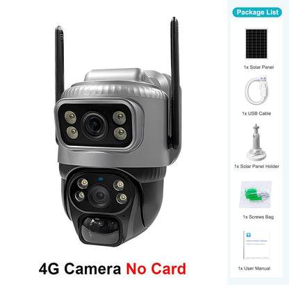 Câmera V380 Lente Dupla 4G Solar PIR Detecção Humana Visão Noturna À Prova D'Água Segurança Vídeo IP Câmera 8MP 4K Bateria Monitor CFTV