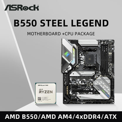 ASRock B550 Steel Legend Motherboard Set Kit with Ryzen 5 5600 CPU 4xDDR4 4733MHz M.2 NVME HDMI AMD B550 ATX AM4 Mainboard