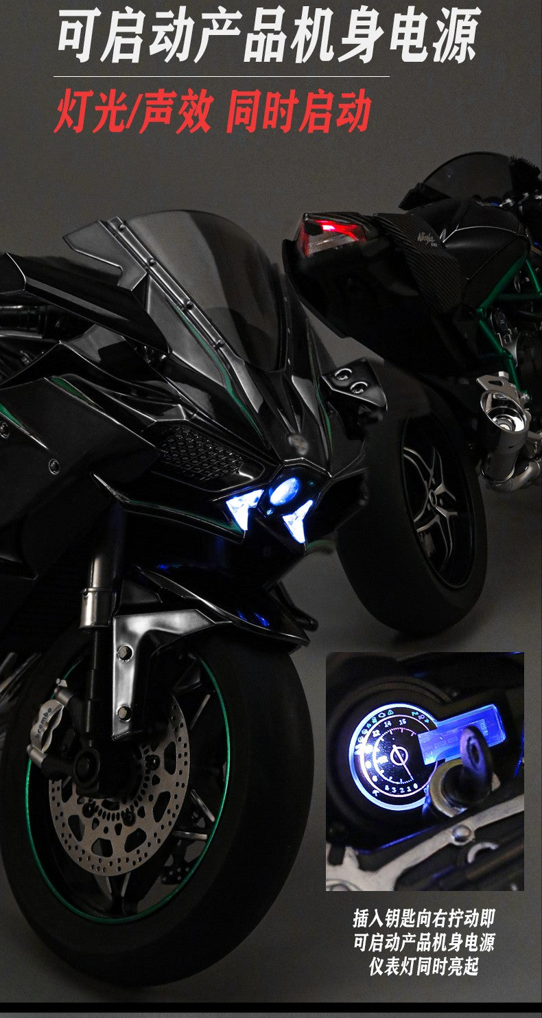Pulverizador 1:6 Kavvasaki Racing Ninja 500 H2R Simulação de Motocicleta Luz de Som Coleção de Presentes para Crianças Velozes e Furiosos Display de valor