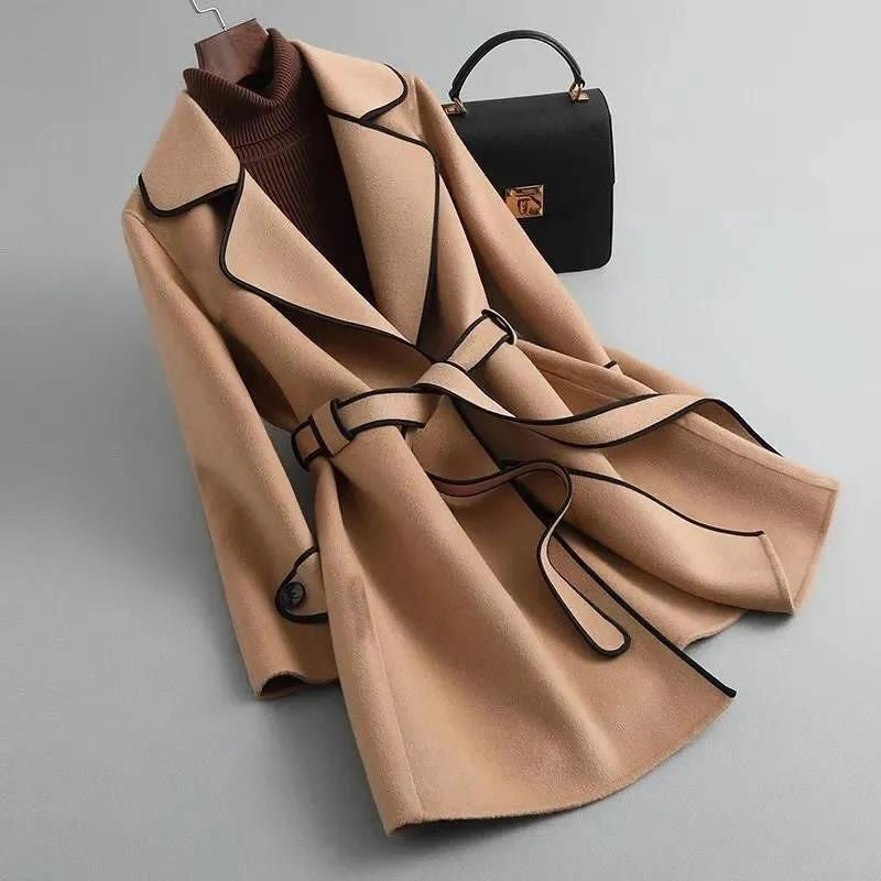 Women's Autumn Winter New Fashionable Style Loose Warm Wool Coat Mid-length