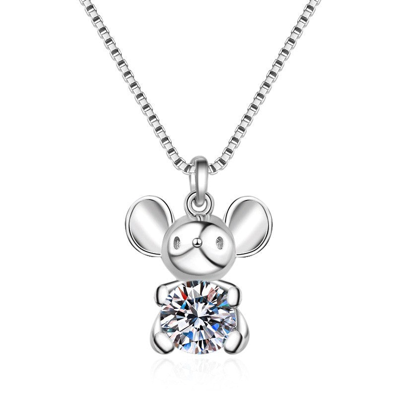 Platinum PT950 18K White Gold 0.5ct Moissanite Luxury Necklace Pendant for Women Jewelry Dainty Everyday Wear
