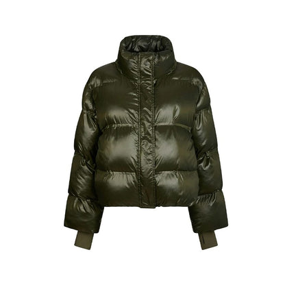 Fashion Glossy Padded Jacket Women's Solid Turtleneck Long Sleeve Warm Down Coat 2025 Autumn Winter New Lady Casual Outerwear