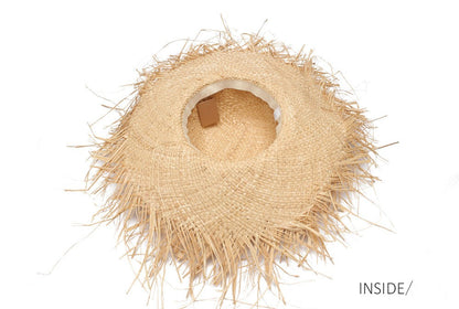 WZCX Feito à Mão Borla Feminina Chapéus de Sol de Palha Aba Larga Grande Chapéu de Palha Natural de Ráfia Panamá Praia Chapéus de Sol Para Feriado